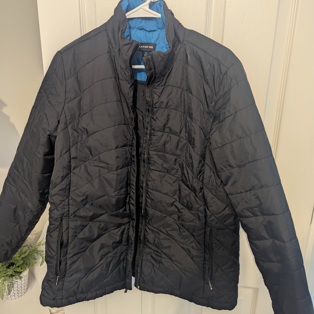 Land's End Black Quilted Puffer Jacket